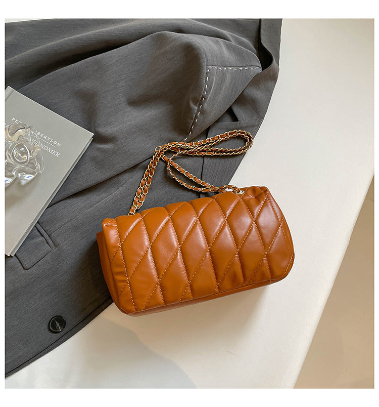 # Quilted Striped Chain Crossbody Bag