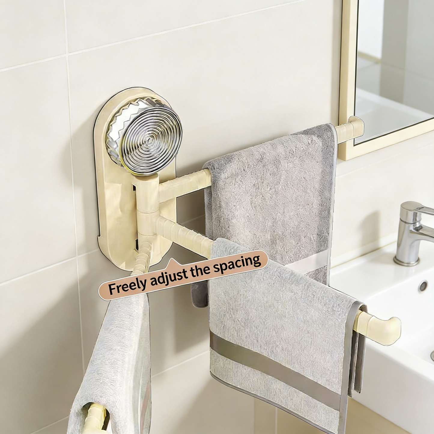 **Suction Cup Rotating Towel Rack Bathroom Drill-Free Shelf**