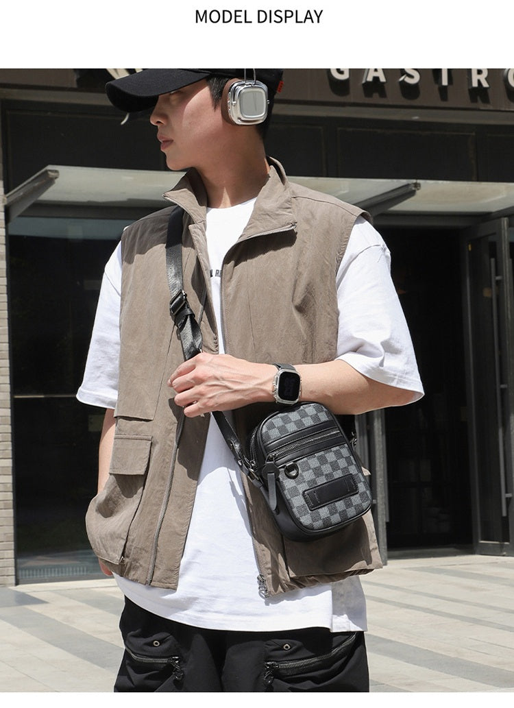Business Men's Quilted Shoulder Bag
