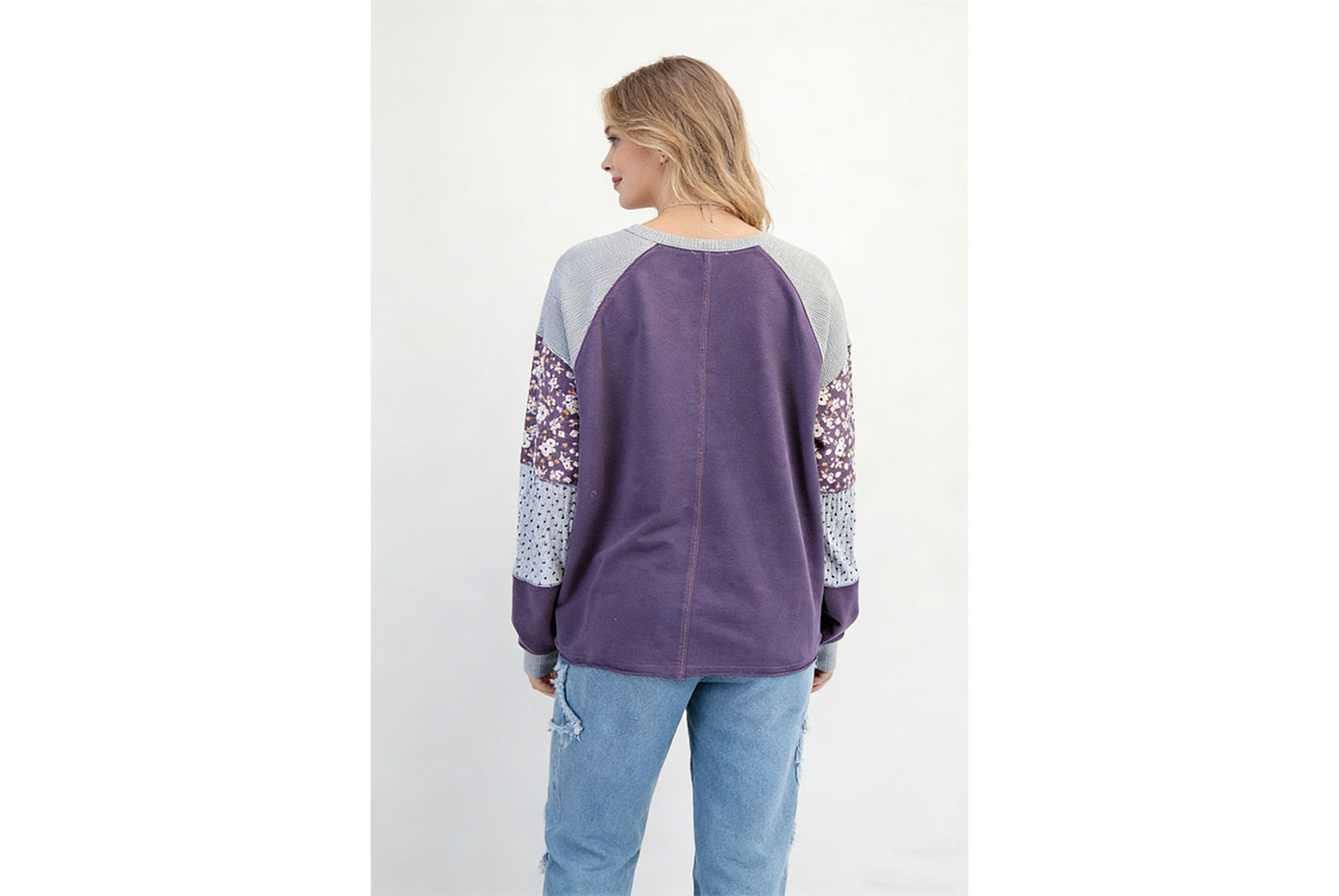 Women's Floral Print Color-Blocked Sweatshirt