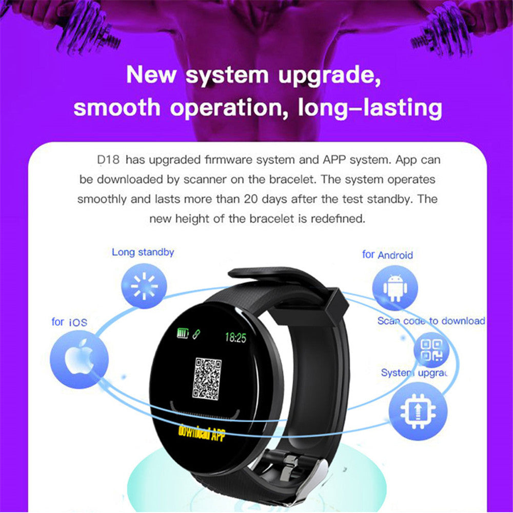 # 1.44-inch Color Round Screen D18 Smart Bracelet