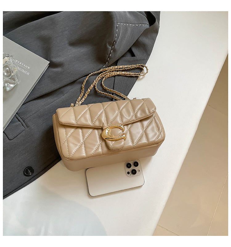 # Quilted Striped Chain Crossbody Bag