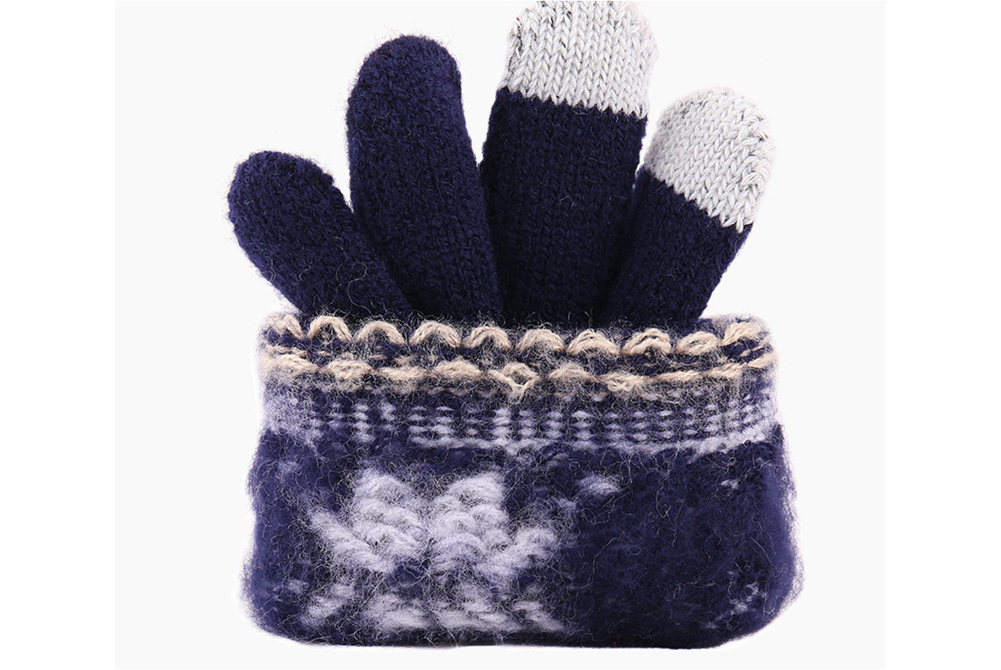 Knitted Snowflake Touchscreen Gloves