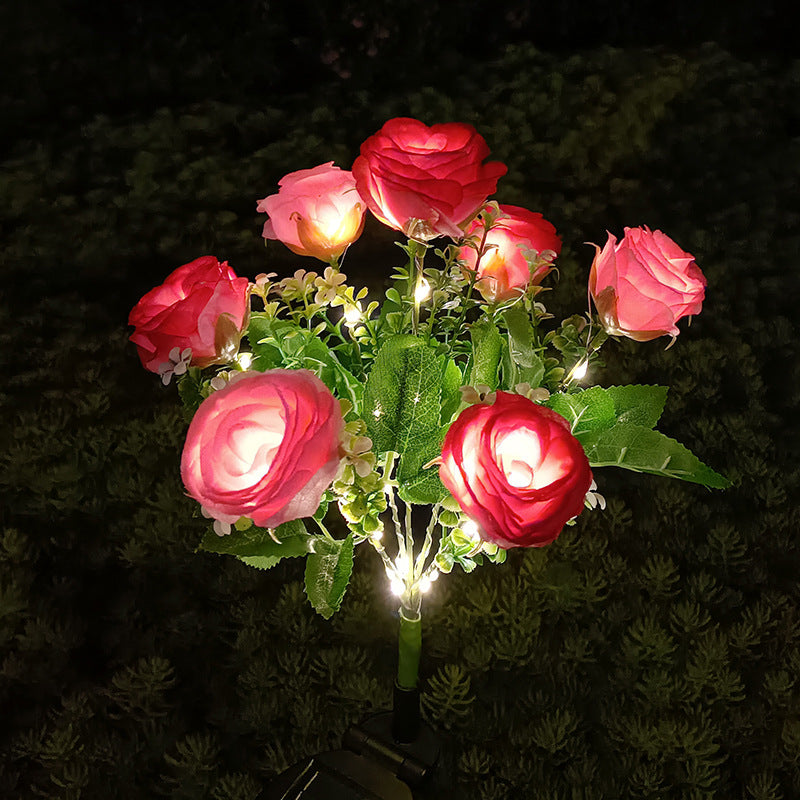 Solar-Powered 7-Head Rose Light