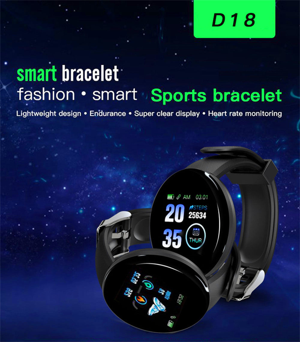 # 1.44-inch Color Round Screen D18 Smart Bracelet