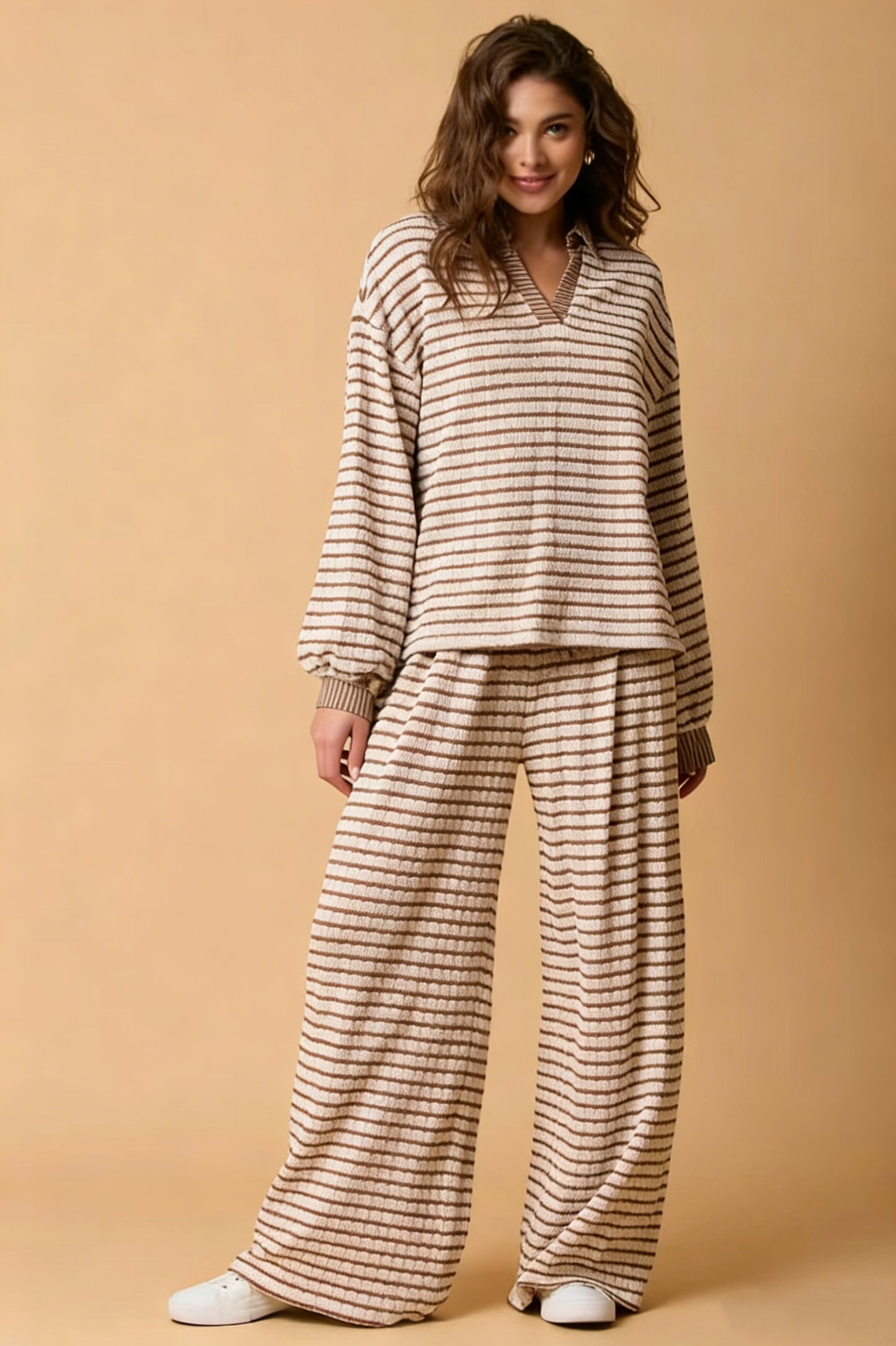 Stylish Striped Casual Two-Piece Set