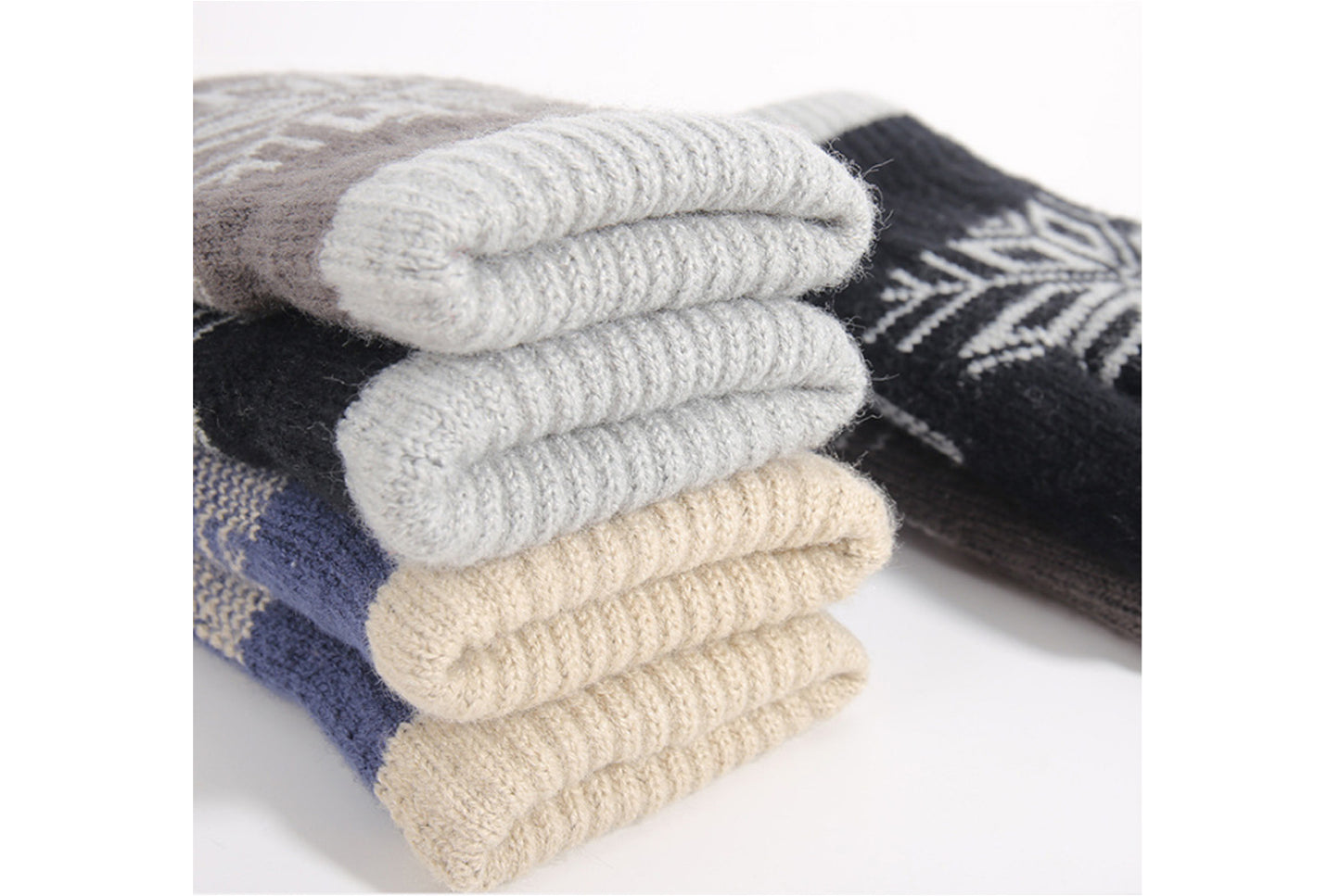 **Double-Layer Touchscreen Gloves, Winter Warm Knitted Style**