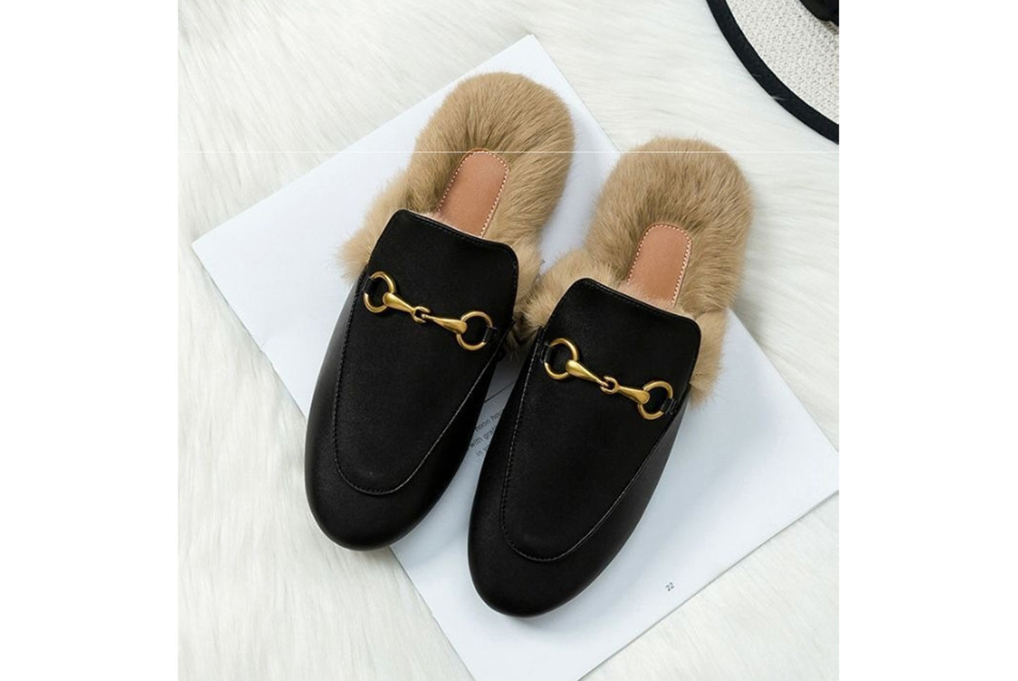 **Autumn/Winter Outerwear Furry Slippers, Stylish Mules**