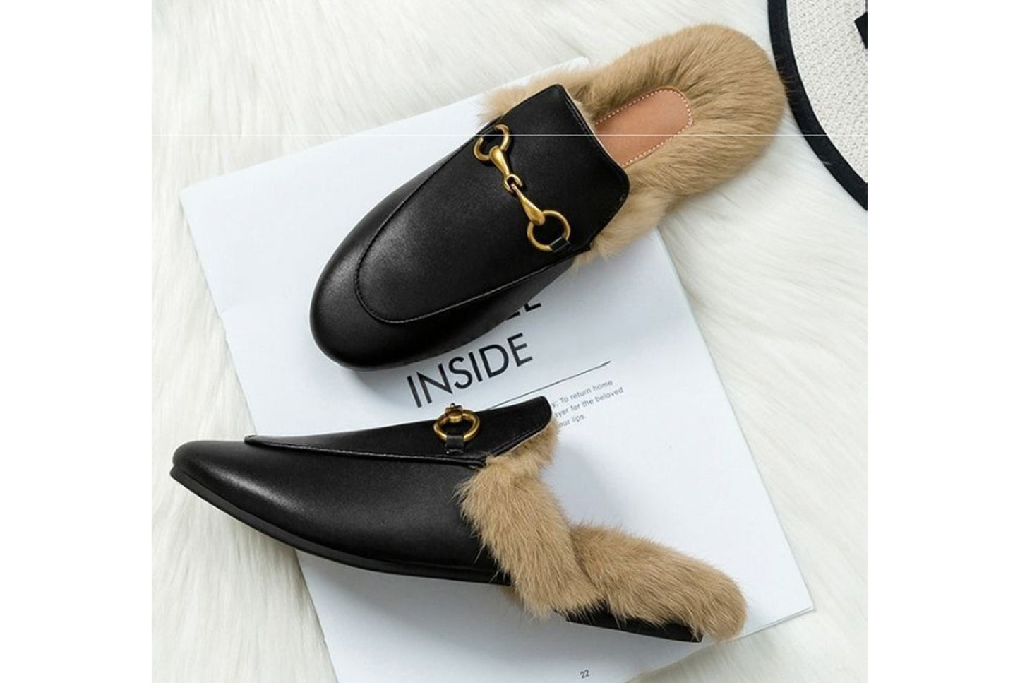 **Autumn/Winter Outerwear Furry Slippers, Stylish Mules**