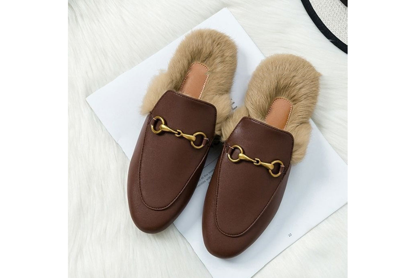 **Autumn/Winter Outerwear Furry Slippers, Stylish Mules**