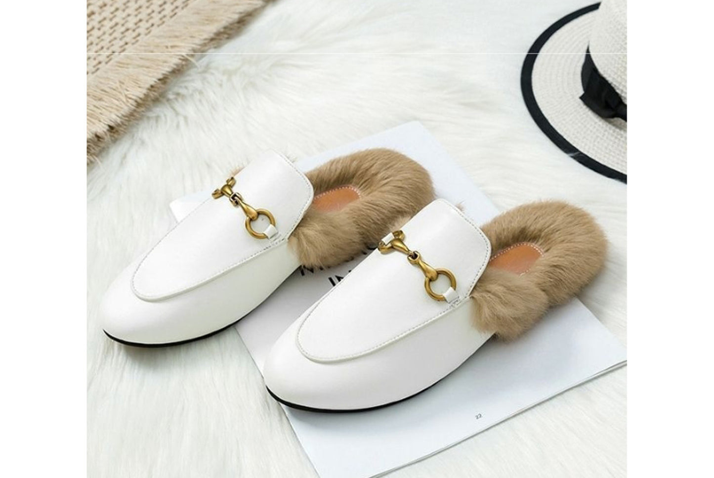**Autumn/Winter Outerwear Furry Slippers, Stylish Mules**