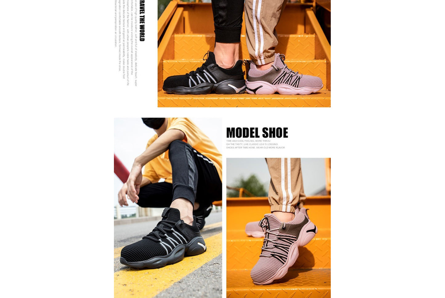Men's Breathable Flyknit Safety Work Shoes
