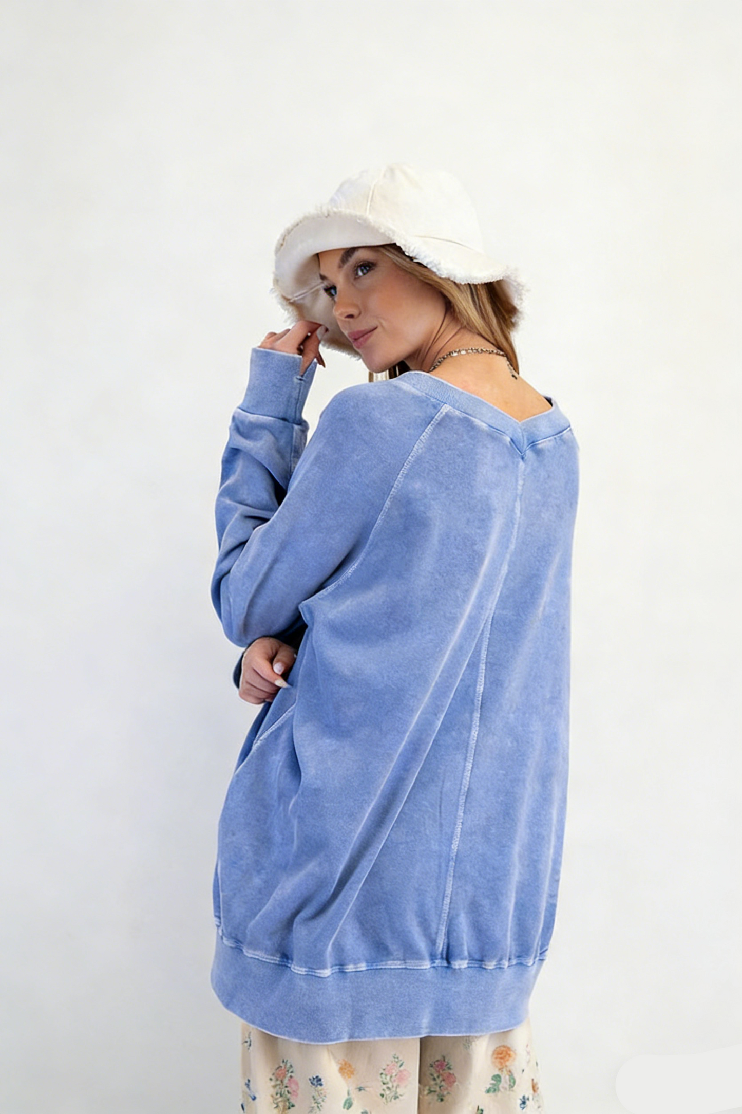 V-Neck Pullover Oversized Sweatshirt
