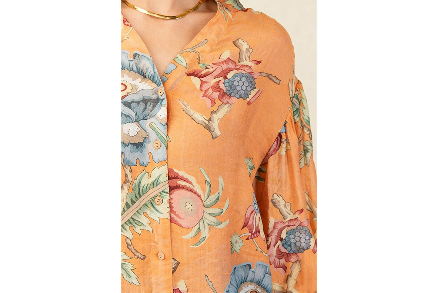 Fashionable Printed V-Neck Three-Quarter Sleeve Women's Shirt