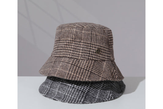 Retro Plaid Wool Bucket Hat