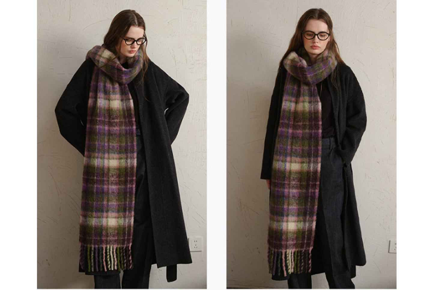 Retro Plaid Tassel Scarf