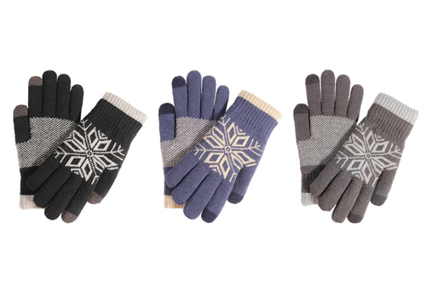 **Double-Layer Touchscreen Gloves, Winter Warm Knitted Style**