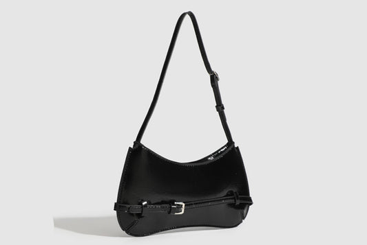 **Stylish Shoulder Bag - Retro Baguette - Black**