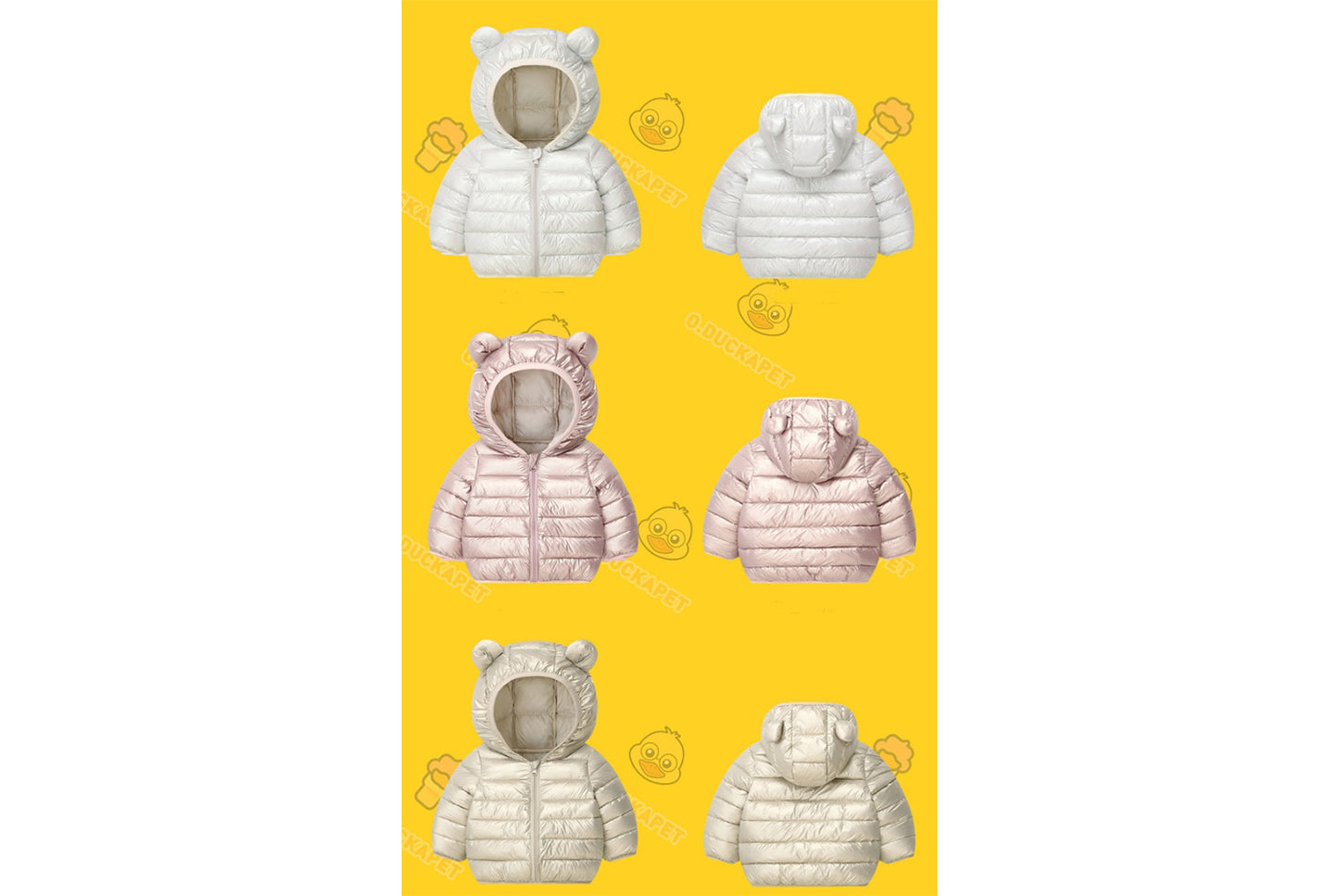 Children's Solid Color Ear-Shaped Cotton Jacket