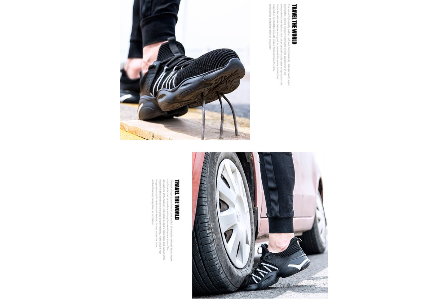 Men's Breathable Flyknit Safety Work Shoes