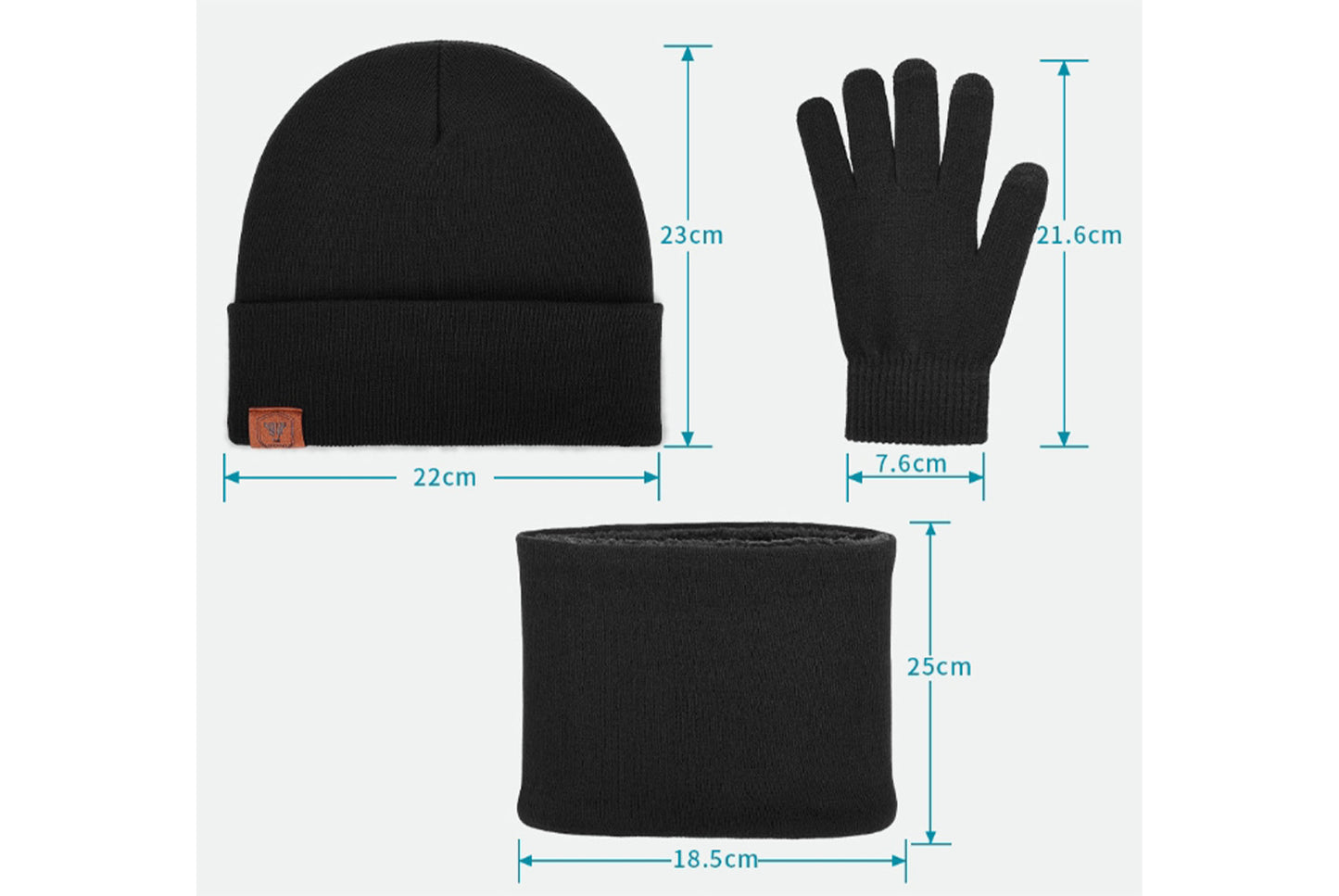 Three-Piece Set: Double-Layer Fleece-Lined Hat, Scarf, and Gloves