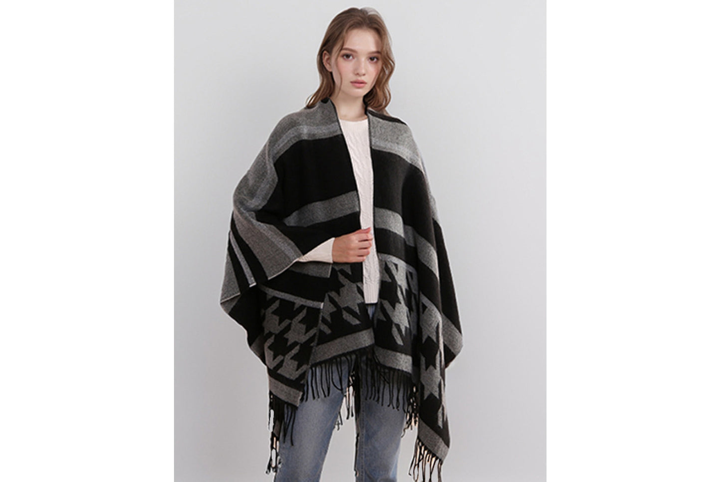 Houndstooth Tassel Scarf/Shawl