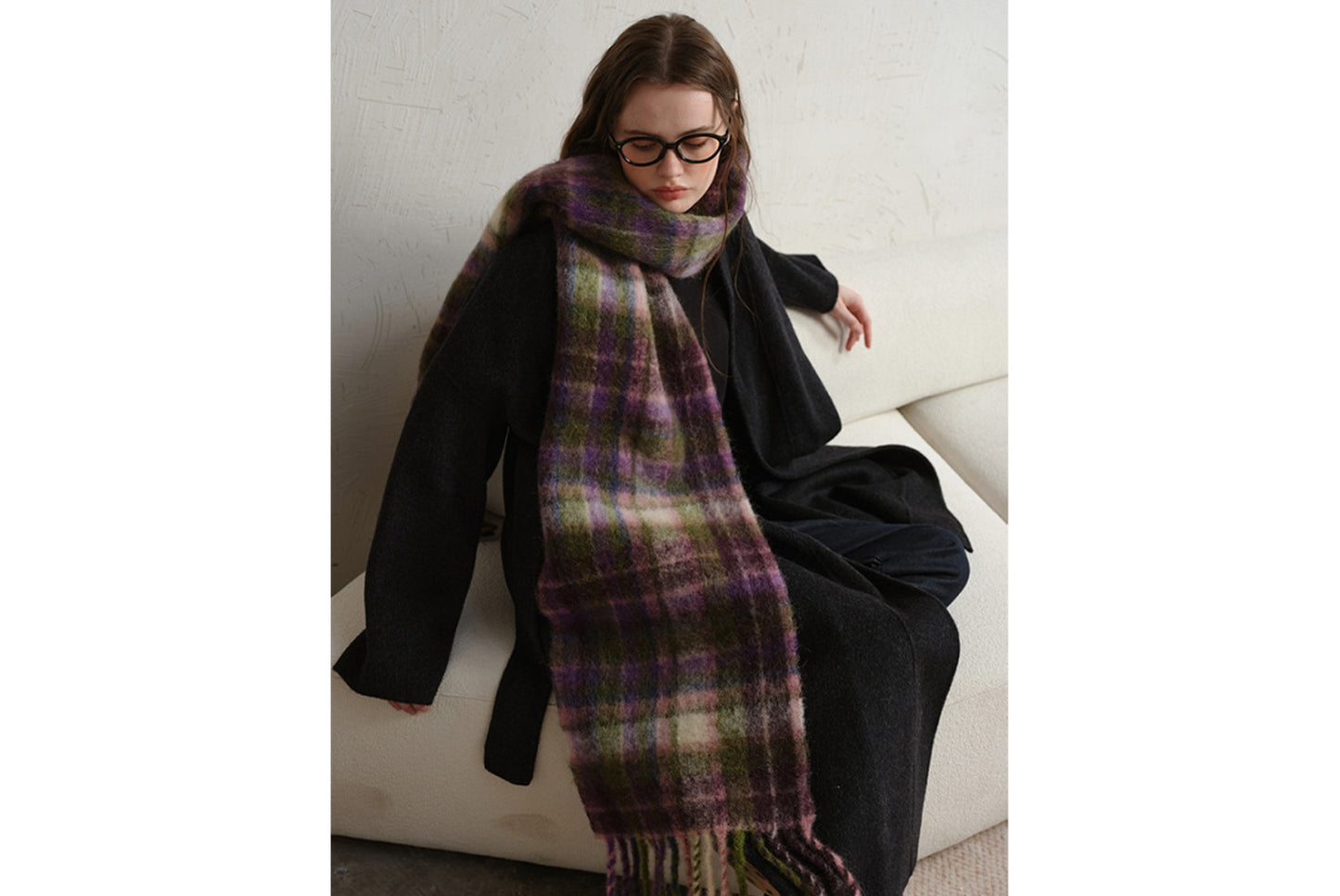 Retro Plaid Tassel Scarf