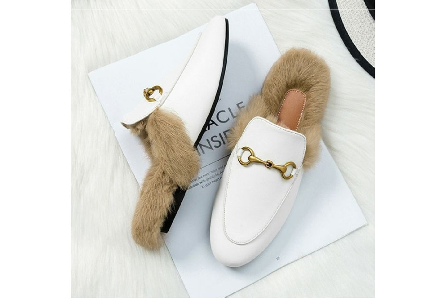 **Autumn/Winter Outerwear Furry Slippers, Stylish Mules**