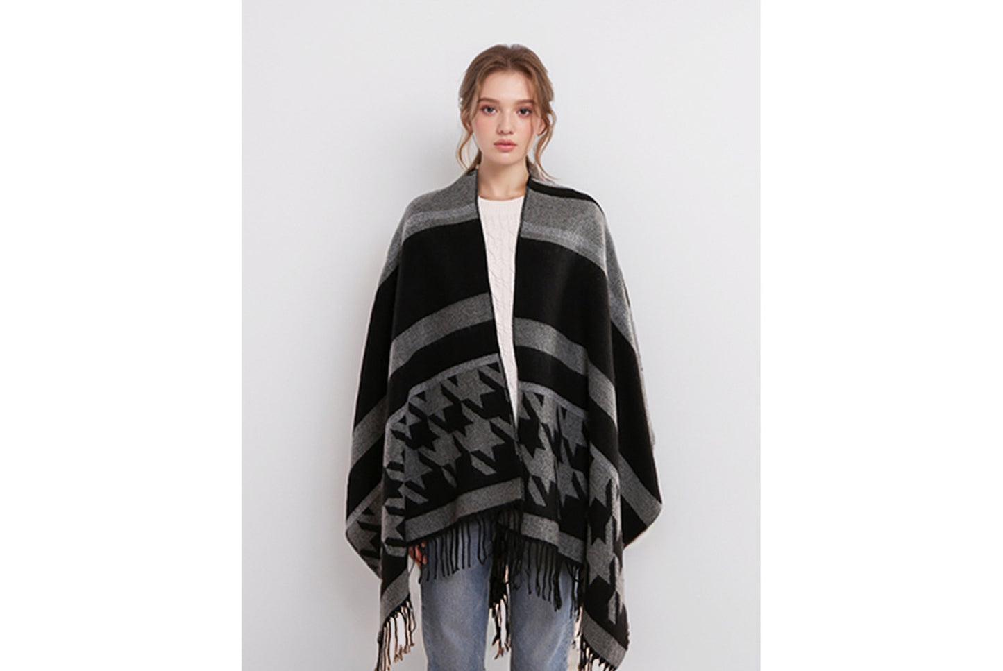 Houndstooth Tassel Scarf/Shawl