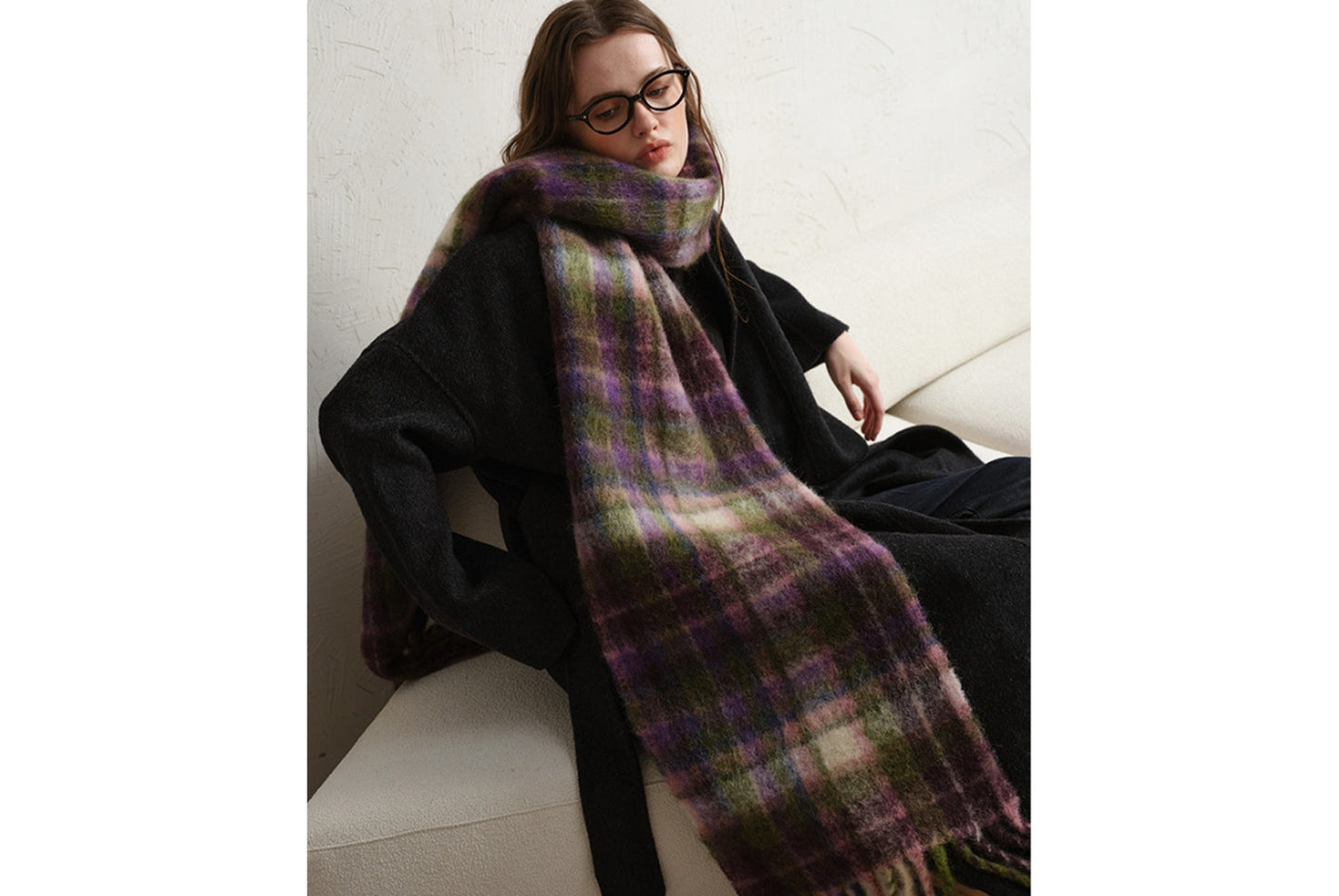 Retro Plaid Tassel Scarf