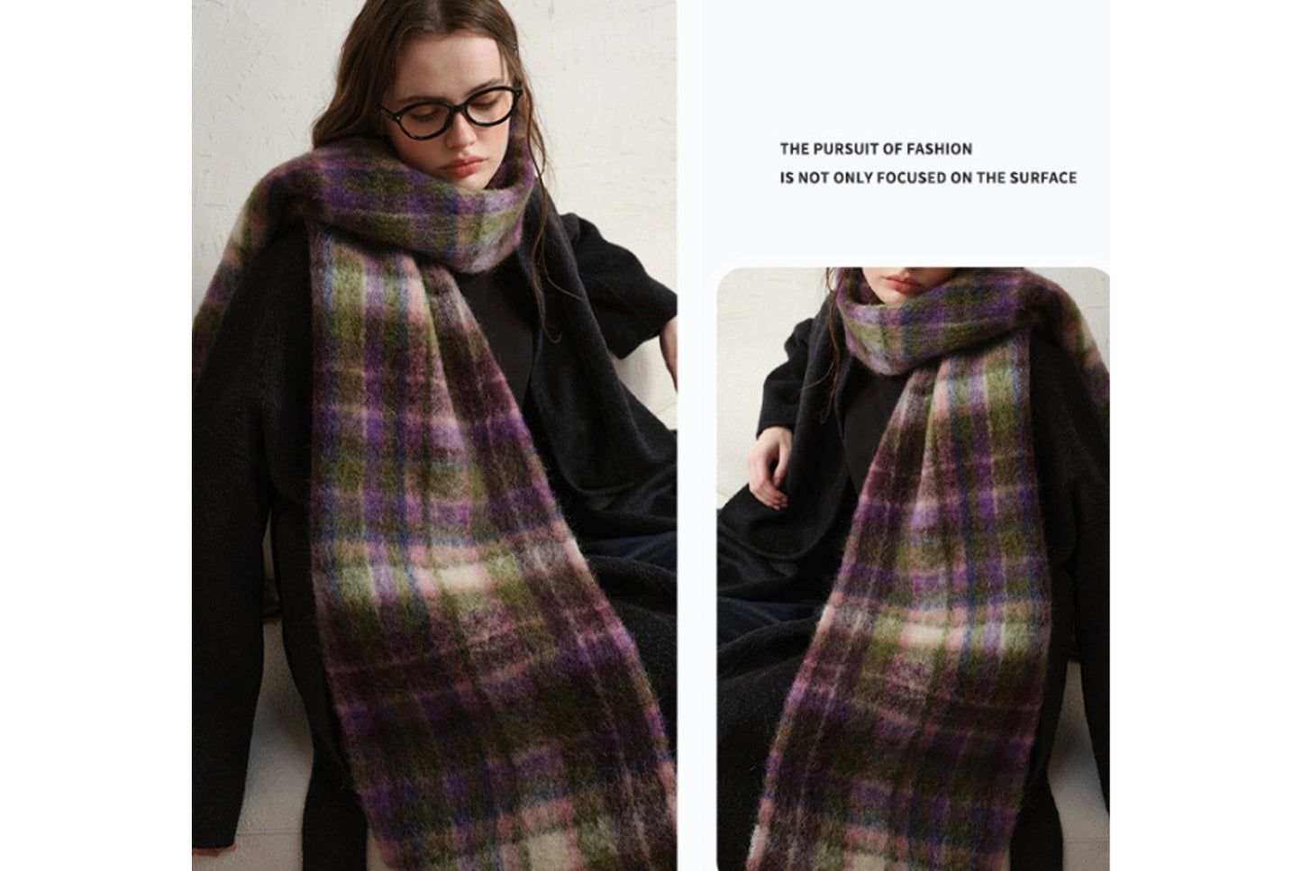 Retro Plaid Tassel Scarf
