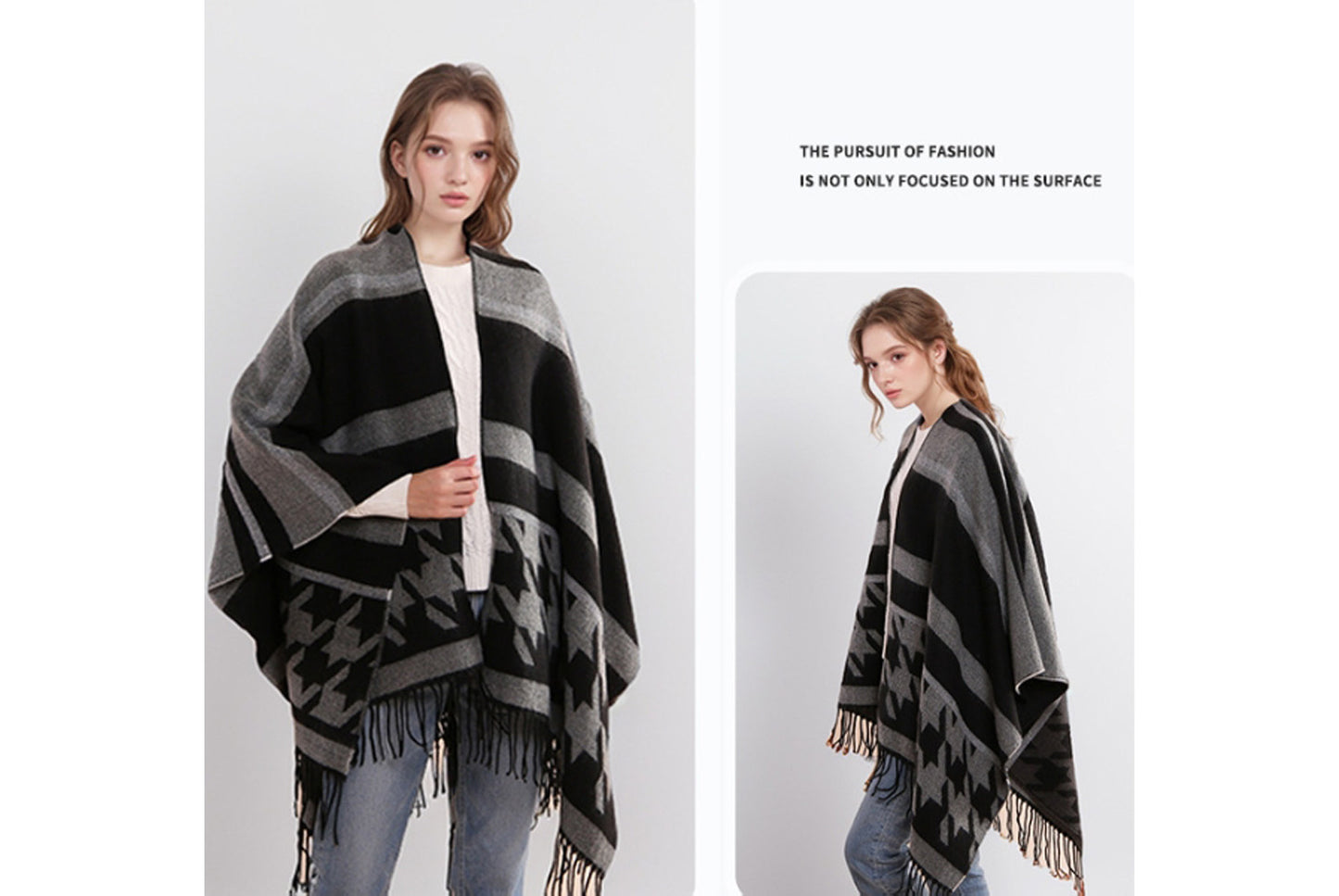 Houndstooth Tassel Scarf/Shawl
