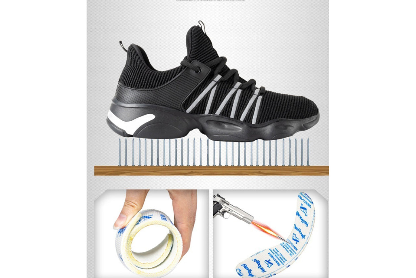 Men's Breathable Flyknit Safety Work Shoes