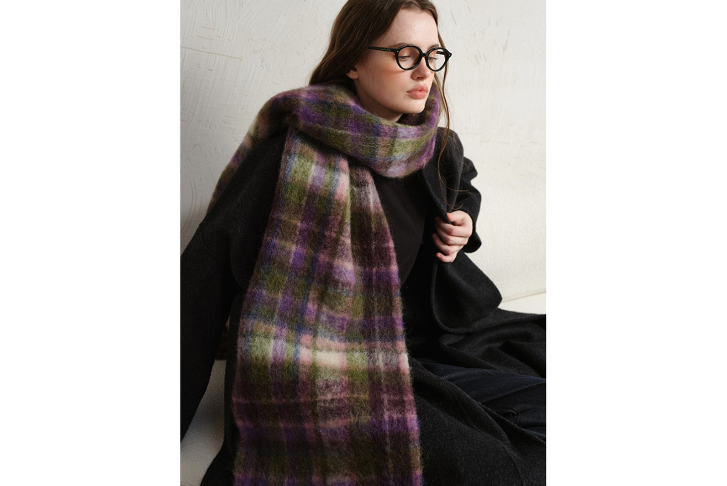 Retro Plaid Tassel Scarf