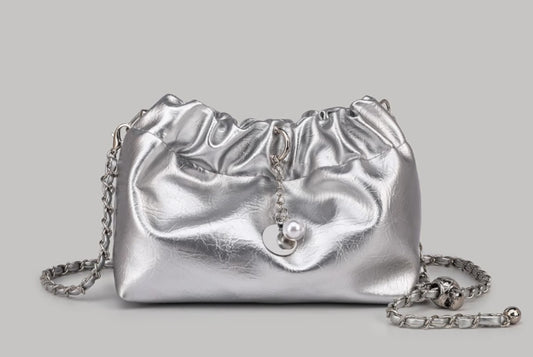 Western-Style Shoulder Bag for Women (Silver)