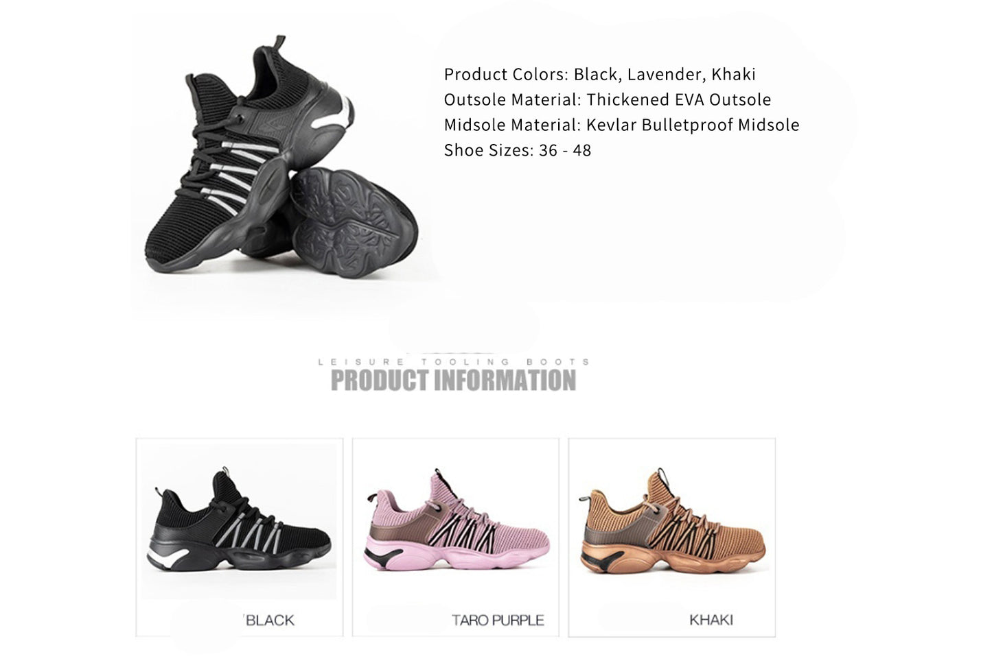 Men's Breathable Flyknit Safety Work Shoes