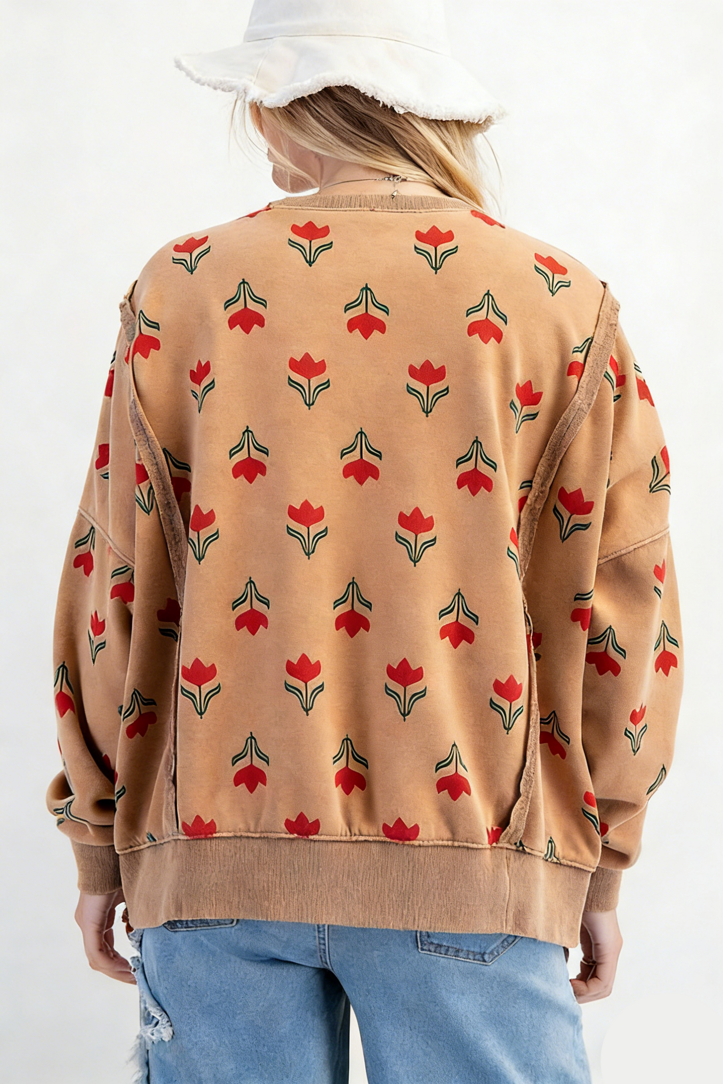 Floral Print Loose Fit Casual Sweatshirt