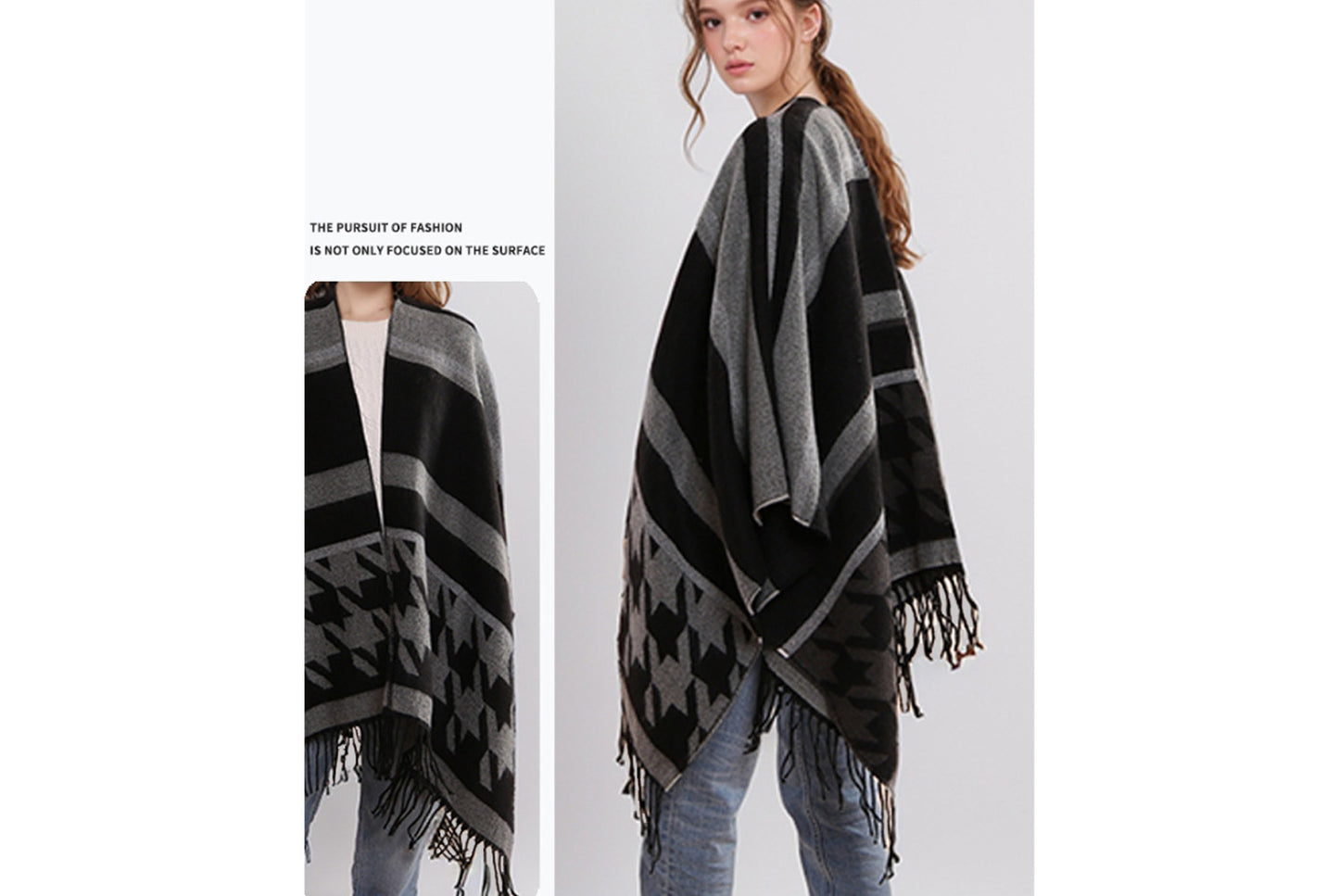 Houndstooth Tassel Scarf/Shawl