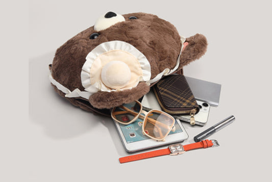 Heart-Shaped Brown Bear Plush Backpack**