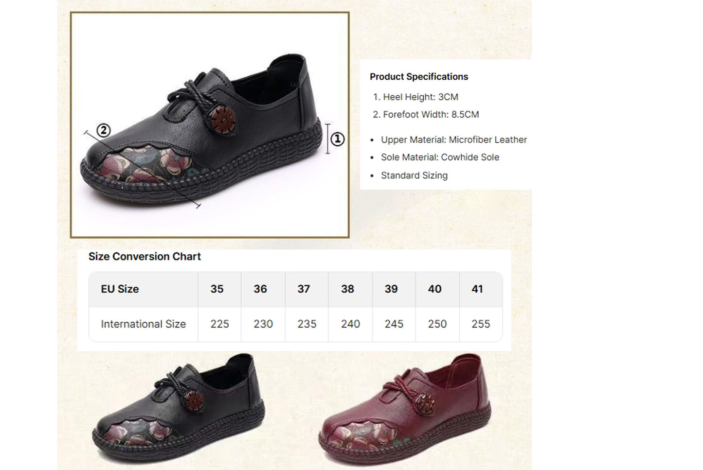 Women's Comfortable 3CM Heel Work Shoes