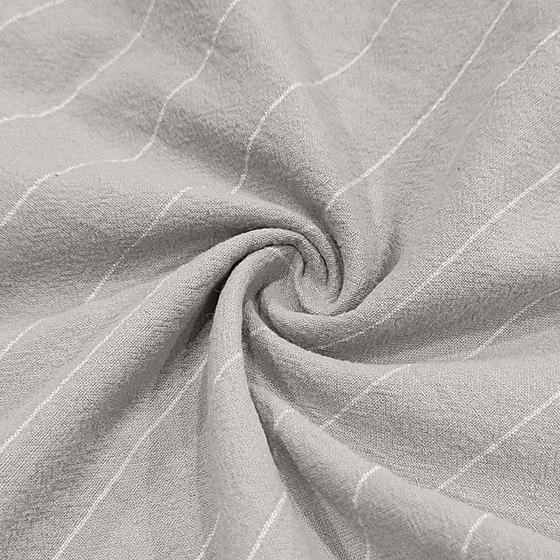 # Striped Linen Short-Sleeve Business Casual Shirt with Lapel