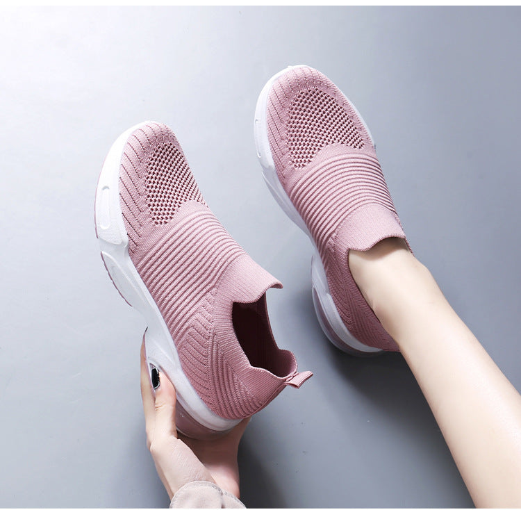 Women's Slip-on Casual Shoes with Flyknit Mesh Upper