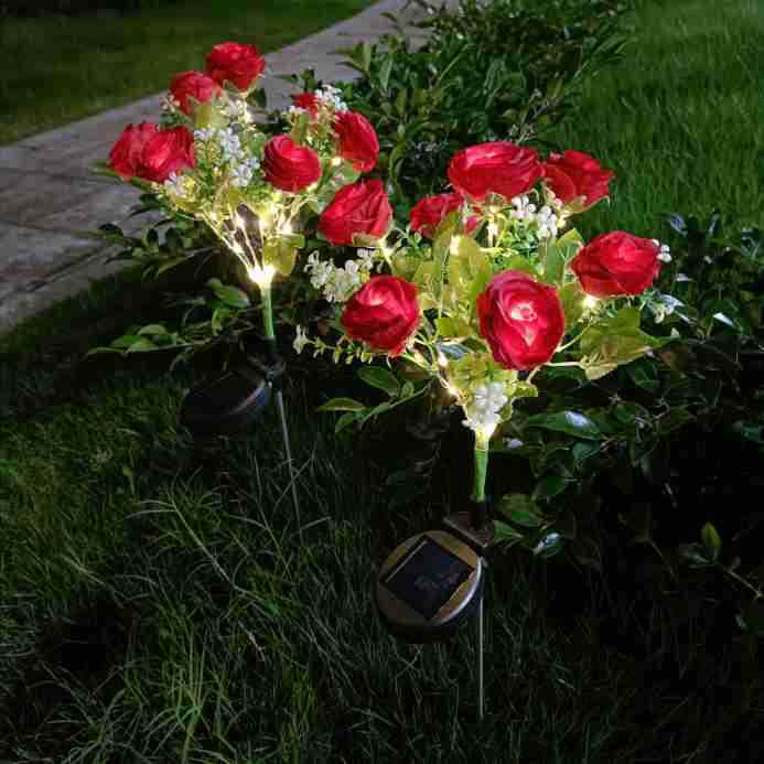 Solar-Powered 7-Head Rose Light