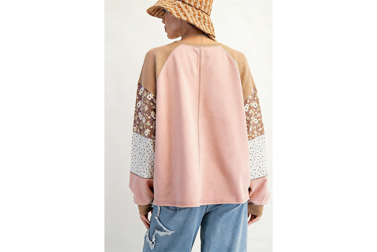 Women's Floral Print Color-Blocked Sweatshirt