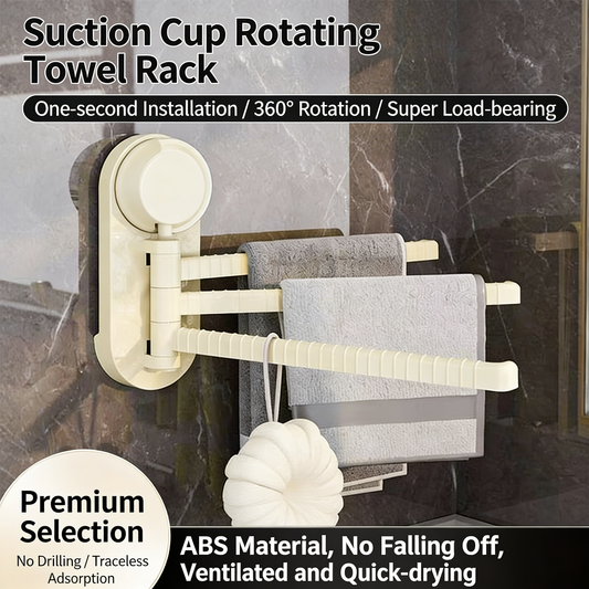 **Suction Cup Rotating Towel Rack Bathroom Drill-Free Shelf**