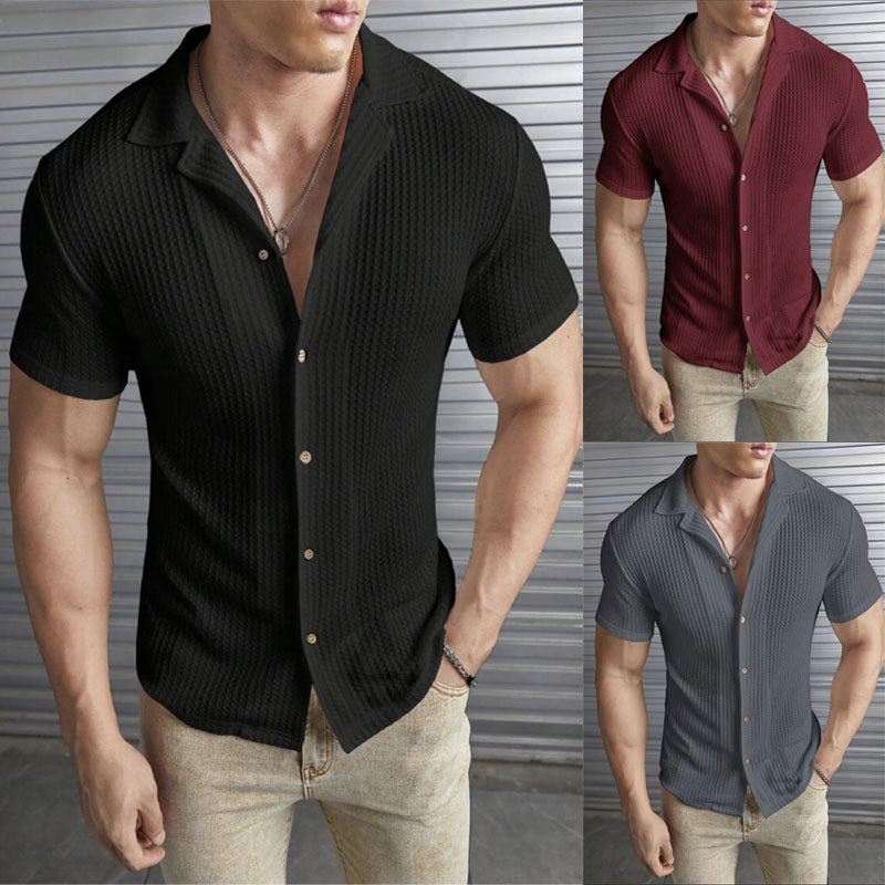 Slim Fit Waffle Knit Short-Sleeve T-Shirt