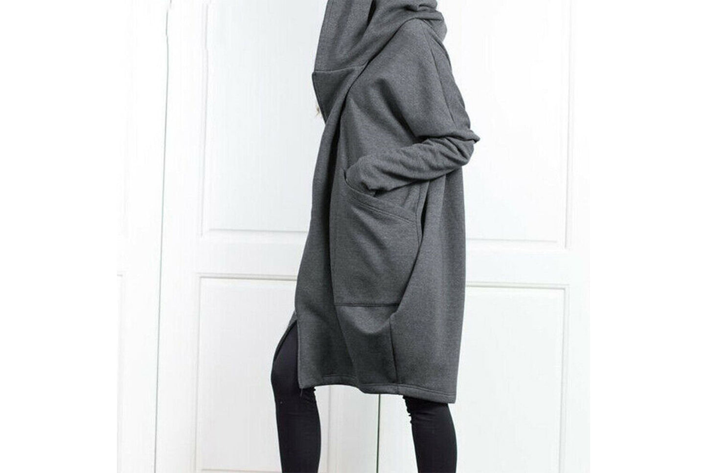 Hooded Layered Sweatshirt with Zip-Up Design