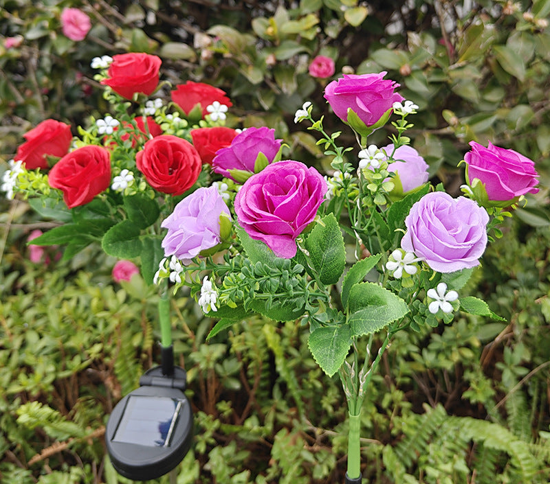 Solar-Powered 7-Head Rose Light