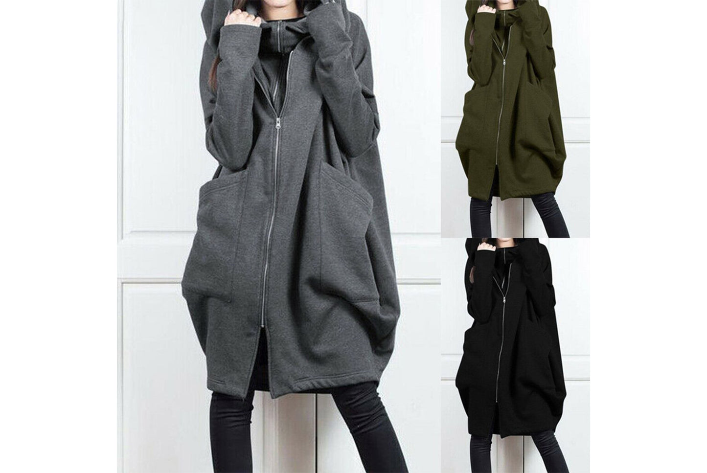 Hooded Layered Sweatshirt with Zip-Up Design