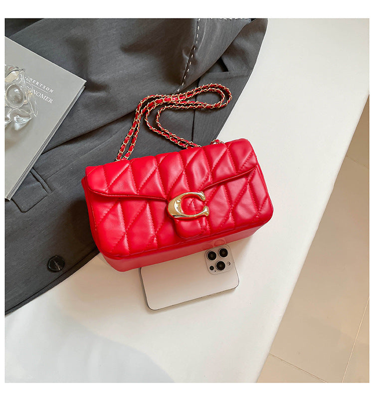 # Quilted Striped Chain Crossbody Bag